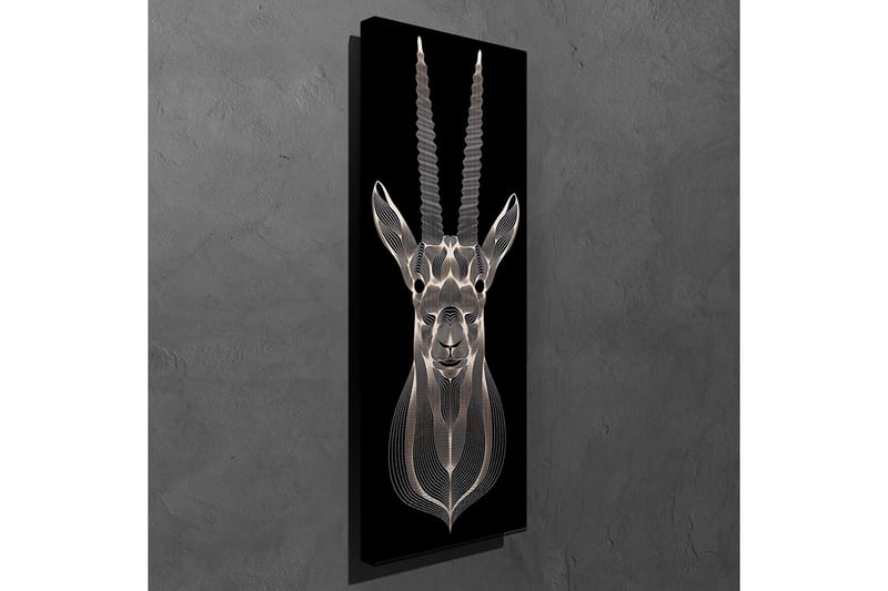 Lerretsbilde 30x80 cm - Stilisert bilde av en antilope med detaljerte linjer - Svart / Grå / Hvit - Innredning - Bilder & kunst - Lerretsbilder