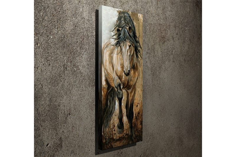 Lerretsbilde 30x80 cm - Stort og majestetisk hesteportrett - Beige / Brun / Svart - Innredning - Bilder & kunst - Lerretsbilder