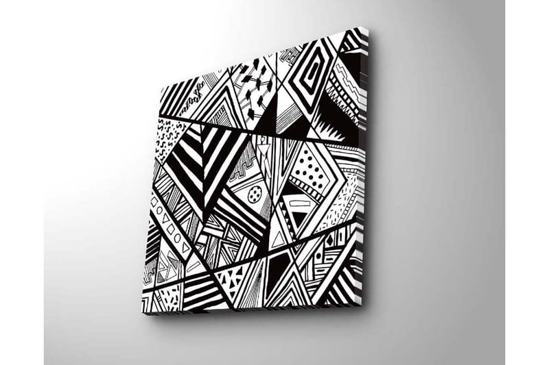 Lerretsbilde 45x45 cm - Abstrakt komposisjon med geometriske mønstre i svart-hvitt - Svart / Hvit - Innredning - Bilder & kunst - Lerretsbilder