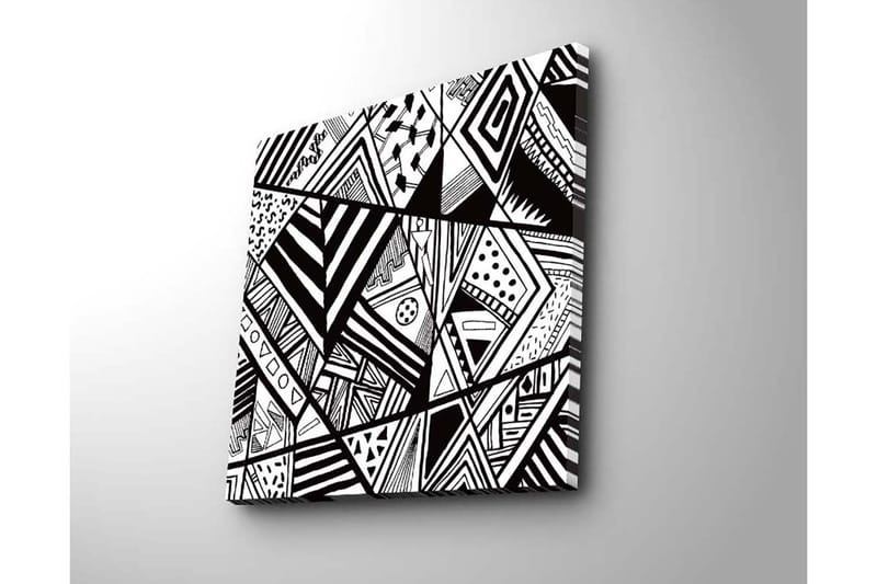 Lerretsbilde 45x45 cm - Abstrakt komposisjon med geometriske mønstre i svart-hvitt - Svart / Hvit - Innredning - Bilder & kunst - Lerretsbilder