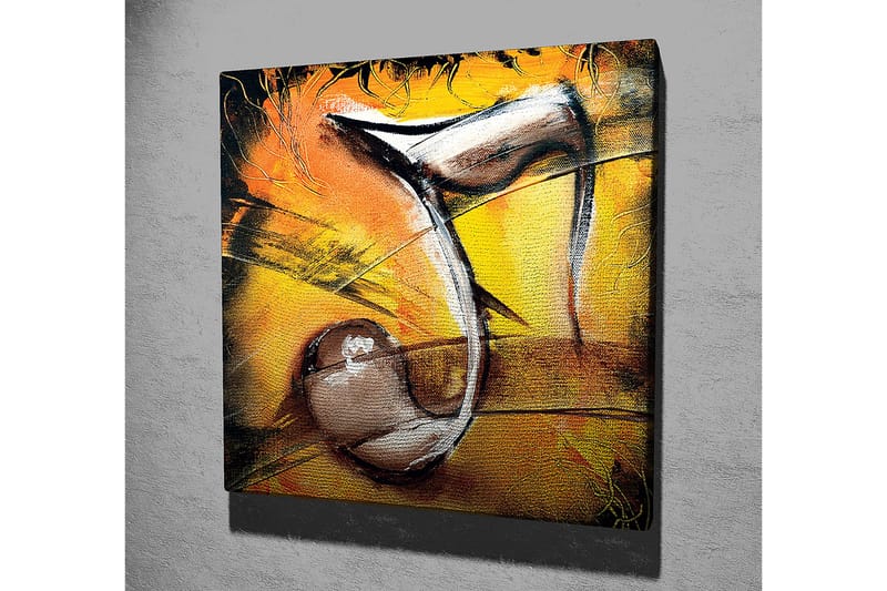 Lerretsbilde 45x45 cm - Abstrakt komposisjon med musikalske elementer - Gull / Svart / Brun - Innredning - Bilder & kunst - Lerretsbilder