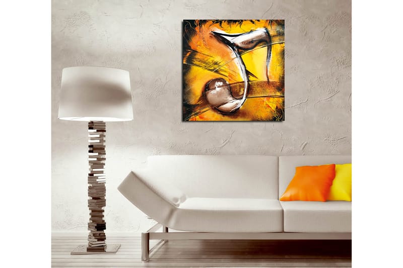 Lerretsbilde 45x45 cm - Abstrakt komposisjon med musikalske elementer - Gull / Svart / Brun - Innredning - Bilder & kunst - Lerretsbilder