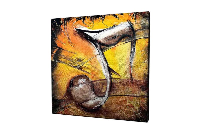 Lerretsbilde 45x45 cm - Abstrakt komposisjon med musikalske elementer, Gull / Svart / Brun