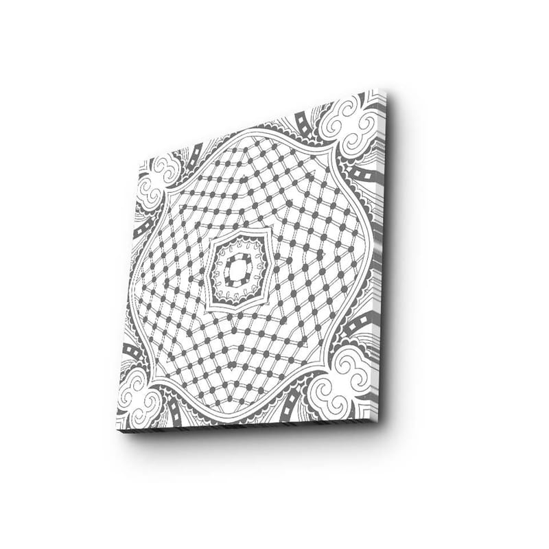 Lerretsbilde 45x45 cm - Abstrakt mønster med geometriske former og linjer - Svart / Hvit / Grå - Innredning - Bilder & kunst - Lerretsbilder