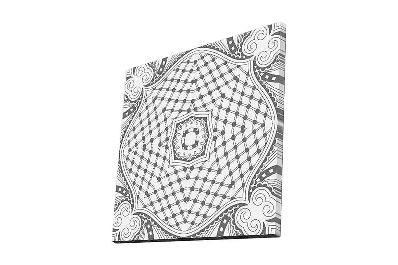 Lerretsbilde 45x45 cm - Abstrakt mønster med geometriske former og linjer - Svart / Hvit - Innredning - Bilder & kunst - Lerretsbilder