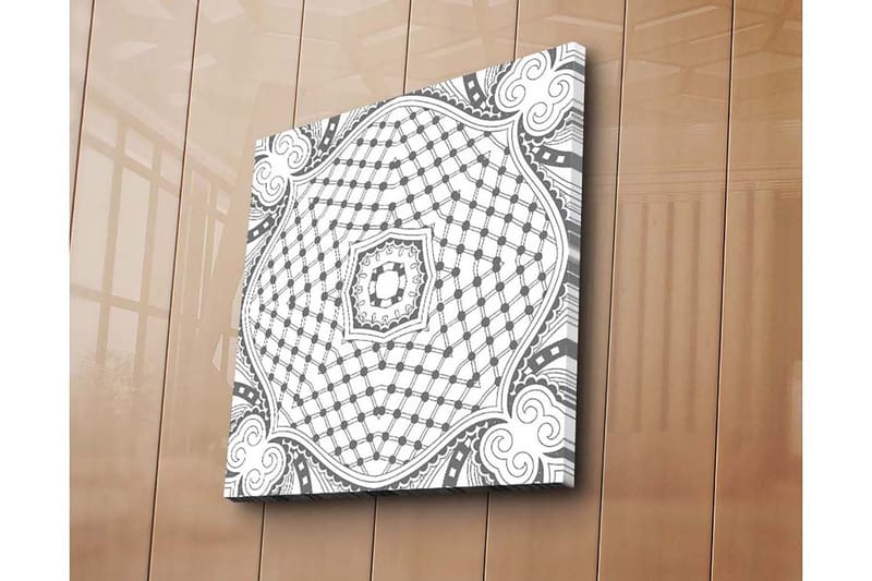 Lerretsbilde 45x45 cm - Abstrakt mønster med geometriske former og linjer - Svart / Hvit - Innredning - Bilder & kunst - Lerretsbilder