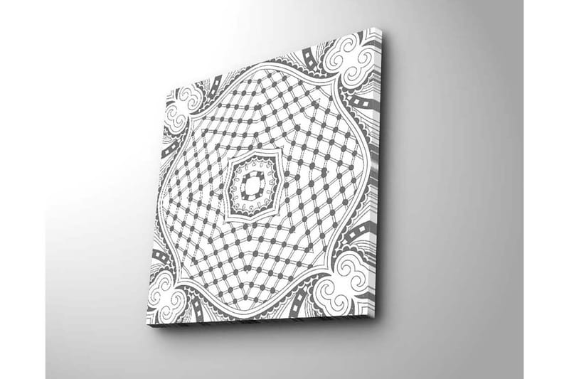 Lerretsbilde 45x45 cm - Abstrakt mønster med geometriske former og linjer - Svart / Hvit - Innredning - Bilder & kunst - Lerretsbilder