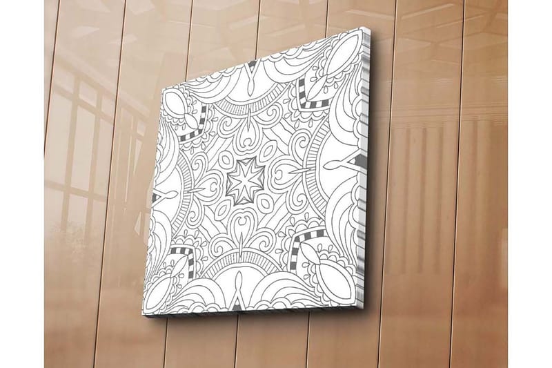 Lerretsbilde 45x45 cm - Abstrakt mønster med svarte linjer og detaljer - Svart / Hvit - Innredning - Bilder & kunst - Lerretsbilder