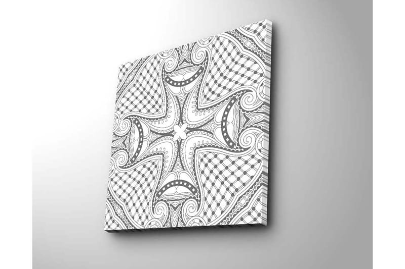 Lerretsbilde 45x45 cm - Abstrakt mønster med svarte linjer og detaljer - Svart / Hvit - Innredning - Bilder & kunst - Lerretsbilder