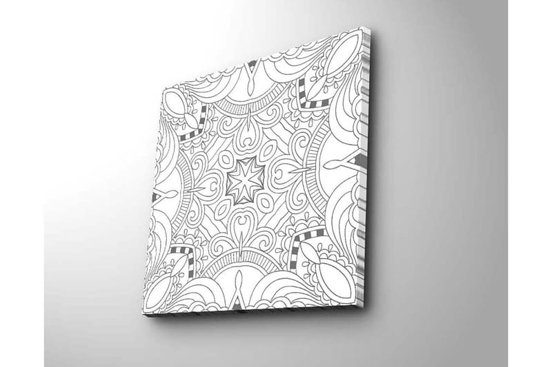 Lerretsbilde 45x45 cm - Abstrakt mønster med svarte linjer og detaljer - Svart / Hvit - Innredning - Bilder & kunst - Lerretsbilder