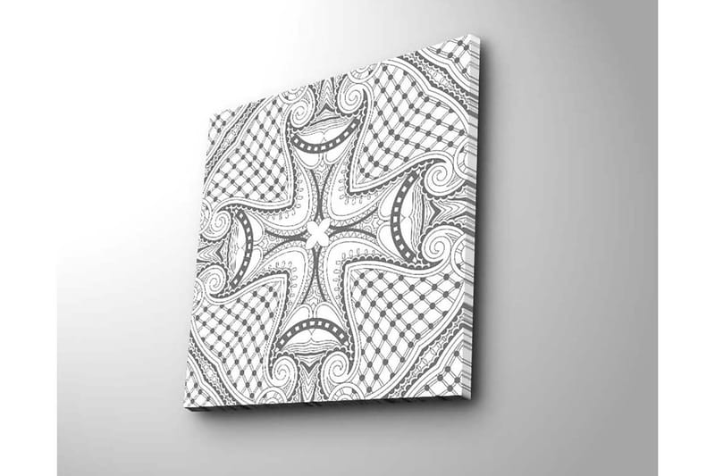 Lerretsbilde 45x45 cm - Abstrakt mønster med svarte linjer og detaljer - Svart / Hvit - Innredning - Bilder & kunst - Lerretsbilder