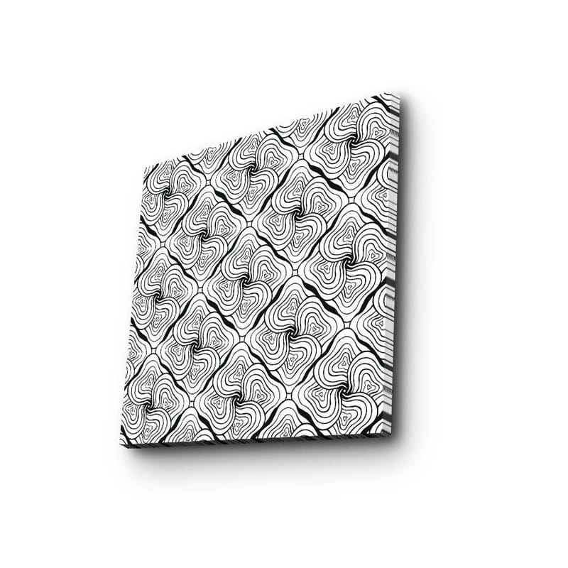 Lerretsbilde 45x45 cm - Abstrakt mønster med svarte linjer og hvite overflater - Svart / Hvit - Innredning - Bilder & kunst - Lerretsbilder