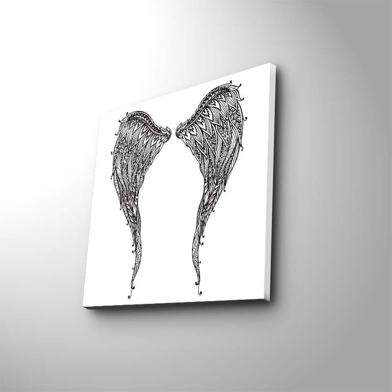 Lerretsbilde 45x45 cm - Detaljerte fjær av vinger, Svart / Hvit