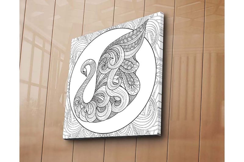 Lerretsbilde 45x45 cm - Elegant svane med intrikate mønstre - Svart / Hvit - Innredning - Bilder & kunst - Lerretsbilder