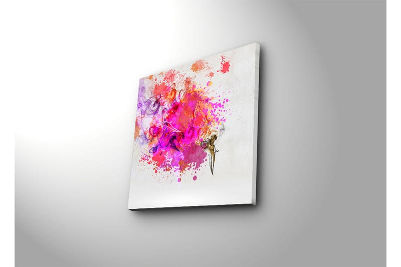 Lerretsbilde 45x45 cm - Fargerik abstrakt komposisjon med sprudlende fargeeksplosjoner - Rosa / Lilla / Oransje - Innredning - Bilder & kunst - Lerretsbilder