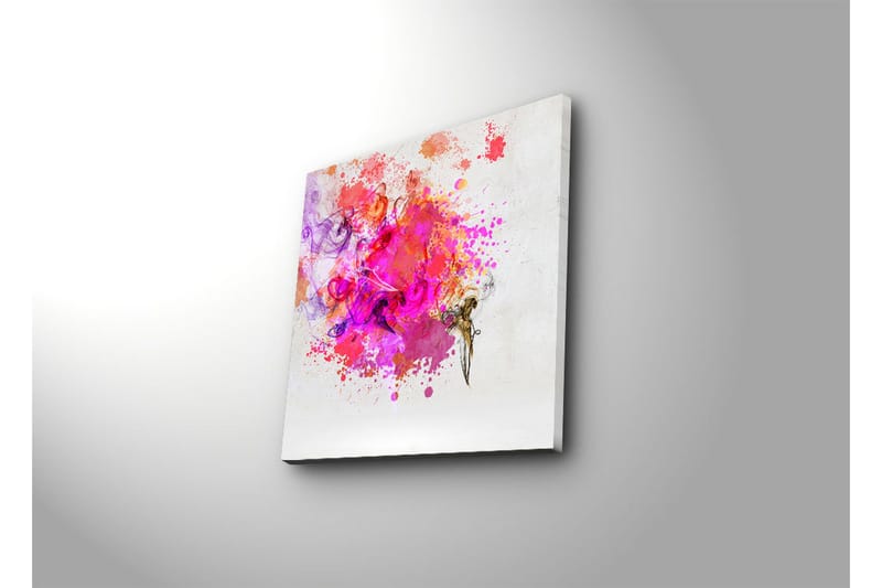 Lerretsbilde 45x45 cm - Fargerik abstrakt komposisjon med sprudlende fargeeksplosjoner - Rosa / Lilla / Oransje - Innredning - Bilder & kunst - Lerretsbilder