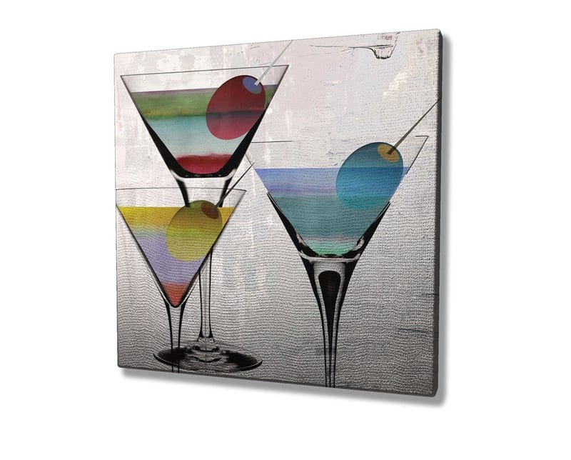 Lerretsbilde 45x45 cm - Fargerike cocktailglass med fruktskiver - Grønn / Blå / Rød - Innredning - Bilder & kunst - Lerretsbilder
