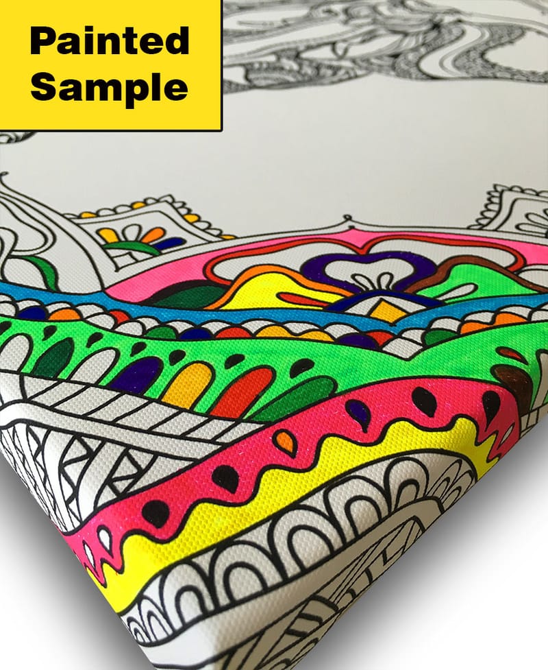 Lerretsbilde 45x45 cm - Intrikat mønster av blomster og blader - Svart / Hvit - Innredning - Bilder & kunst - Lerretsbilder