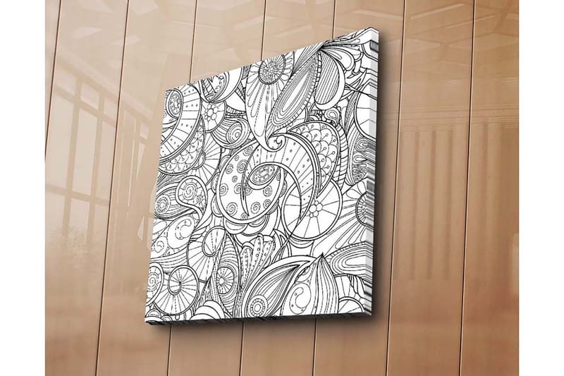 Lerretsbilde 45x45 cm - Intrikat mønster av skjell og buede linjer - Svart / Hvit - Innredning - Bilder & kunst - Lerretsbilder