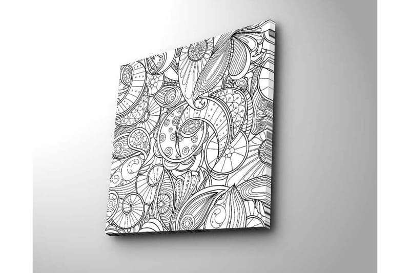 Lerretsbilde 45x45 cm - Intrikat mønster av skjell og buede linjer - Svart / Hvit - Innredning - Bilder & kunst - Lerretsbilder