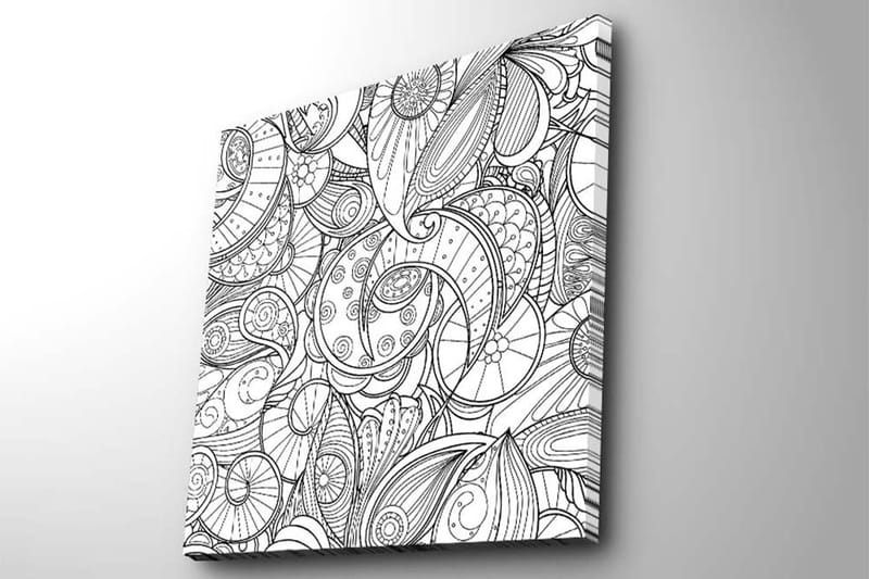 Lerretsbilde 45x45 cm - Intrikat mønster av skjell og spiraler - Svart / Hvit - Innredning - Bilder & kunst - Lerretsbilder