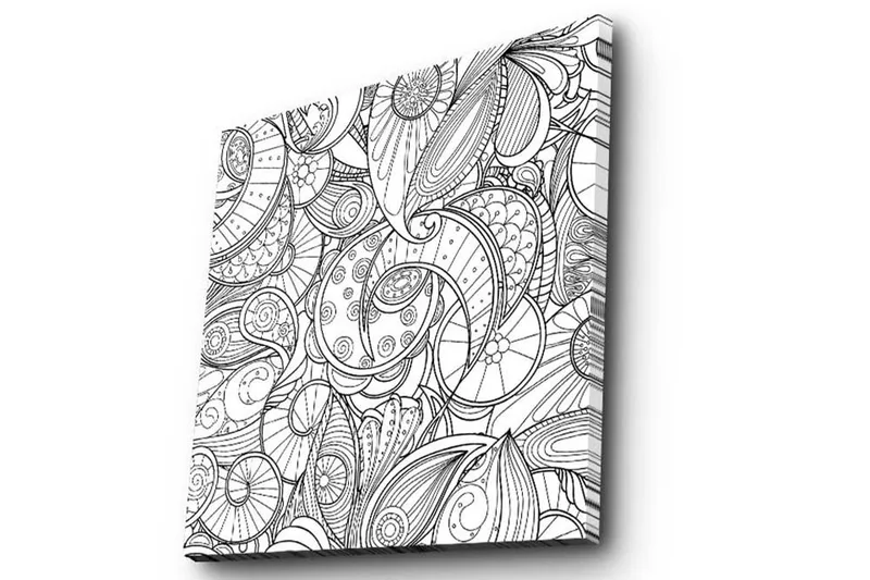 Lerretsbilde 45x45 cm - Intrikat mønster av skjell og spiraler - Svart / Hvit - Innredning - Bilder & kunst - Lerretsbilder