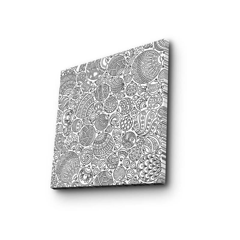 Lerretsbilde 45x45 cm - Intrikat mønster av svarte linjer og former - Svart / Hvit - Innredning - Bilder & kunst - Lerretsbilder