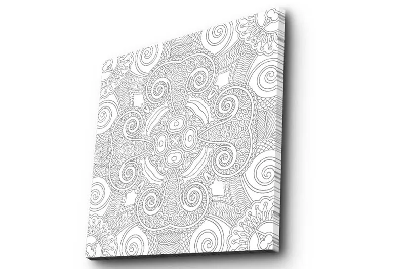 Lerretsbilde 45x45 cm - Intrikat mønster med buede linjer og spiraler - Hvit / Svart - Innredning - Bilder & kunst - Lerretsbilder