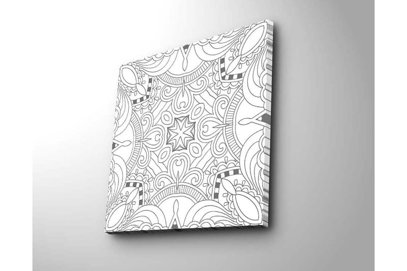 Lerretsbilde 45x45 cm - Intrikat mønster med geometriske former og linjer - Svart / Hvit - Innredning - Bilder & kunst - Lerretsbilder