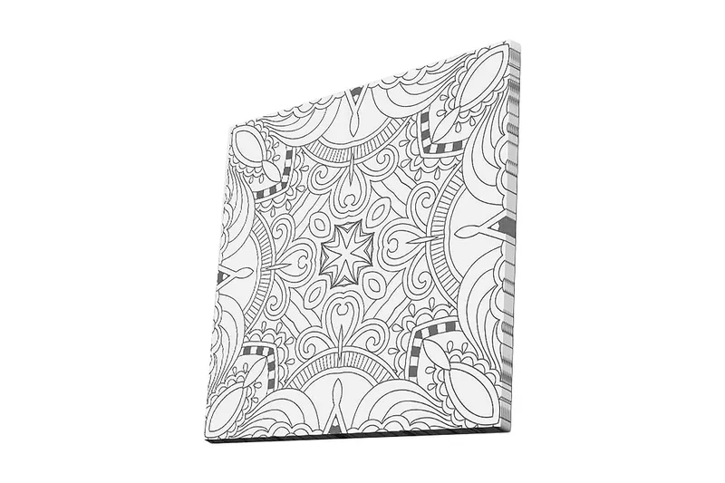 Lerretsbilde 45x45 cm - Intrikat mønster med geometriske former og linjer, Svart / Hvit