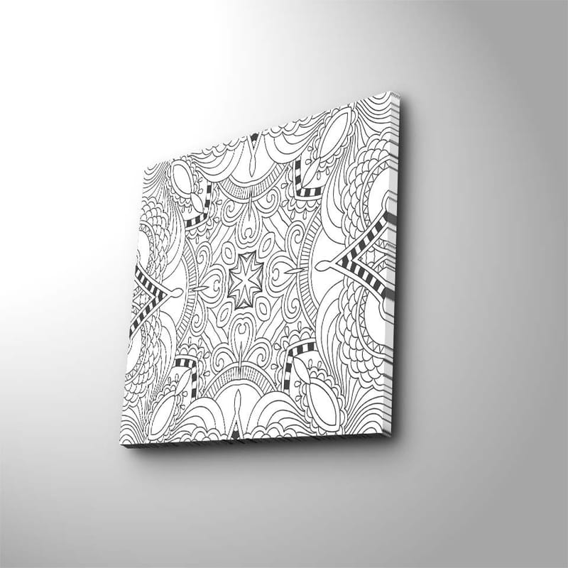 Lerretsbilde 45x45 cm - Intrikat mønster med geometriske former og linjer - Svart / Hvit - Innredning - Bilder & kunst - Lerretsbilder