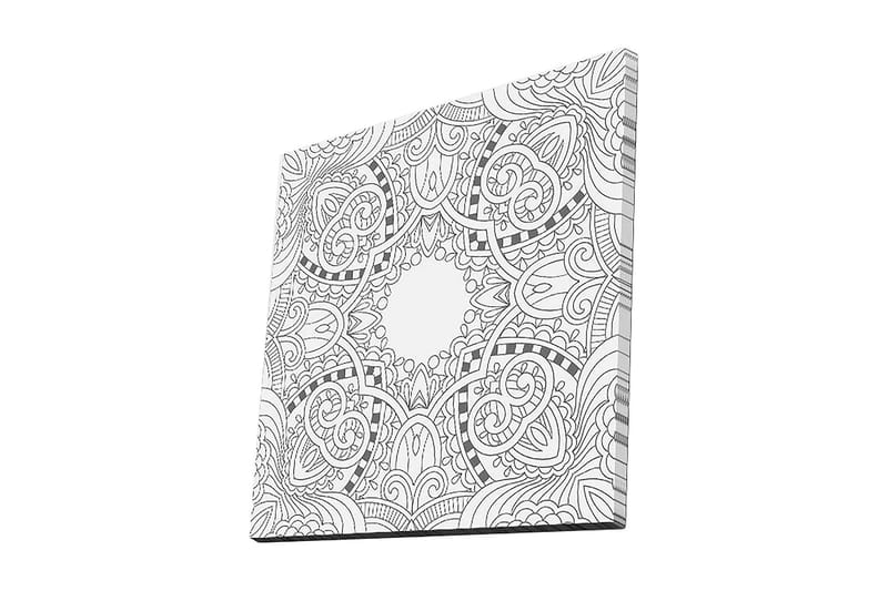 Lerretsbilde 45x45 cm - Intrikat mønster med geometriske og organiske former - Svart / Hvit - Innredning - Bilder & kunst - Lerretsbilder