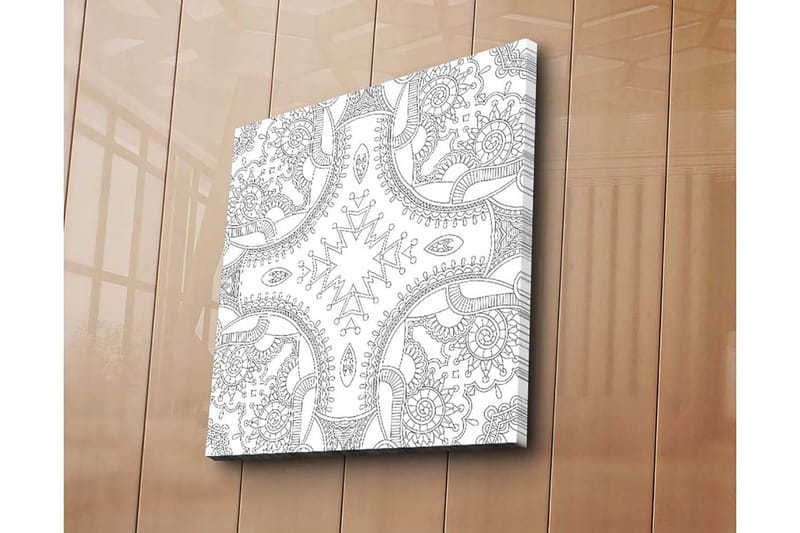 Lerretsbilde 45x45 cm - Intrikat mønster med geometriske og organiske former - Svart / Hvit - Innredning - Bilder & kunst - Lerretsbilder