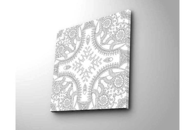 Lerretsbilde 45x45 cm - Intrikat mønster med geometriske og organiske former - Svart / Hvit - Innredning - Bilder & kunst - Lerretsbilder