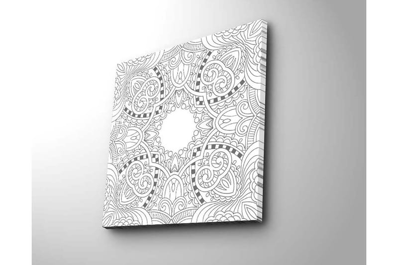 Lerretsbilde 45x45 cm - Intrikat mønster med geometriske og organiske former - Svart / Hvit - Innredning - Bilder & kunst - Lerretsbilder