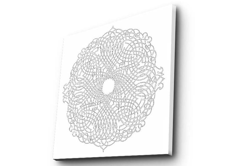 Lerretsbilde 45x45 cm - Intrikat mandala i hvite og grå nyanser - Hvit / Grå - Innredning - Bilder & kunst - Lerretsbilder