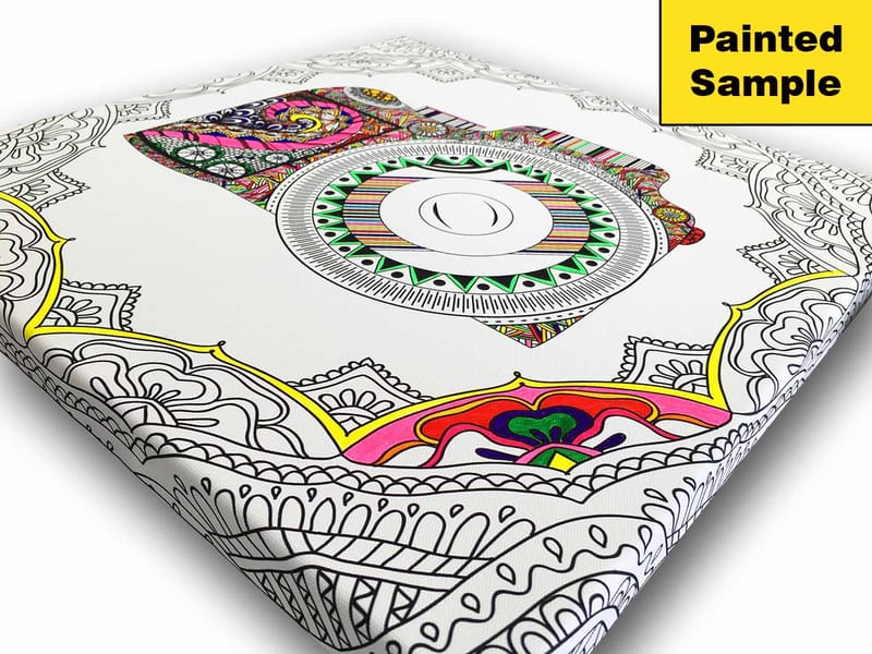 Lerretsbilde 45x45 cm - Intrikat mandala med detaljerte mønstre - Hvit / Svart - Innredning - Bilder & kunst - Lerretsbilder