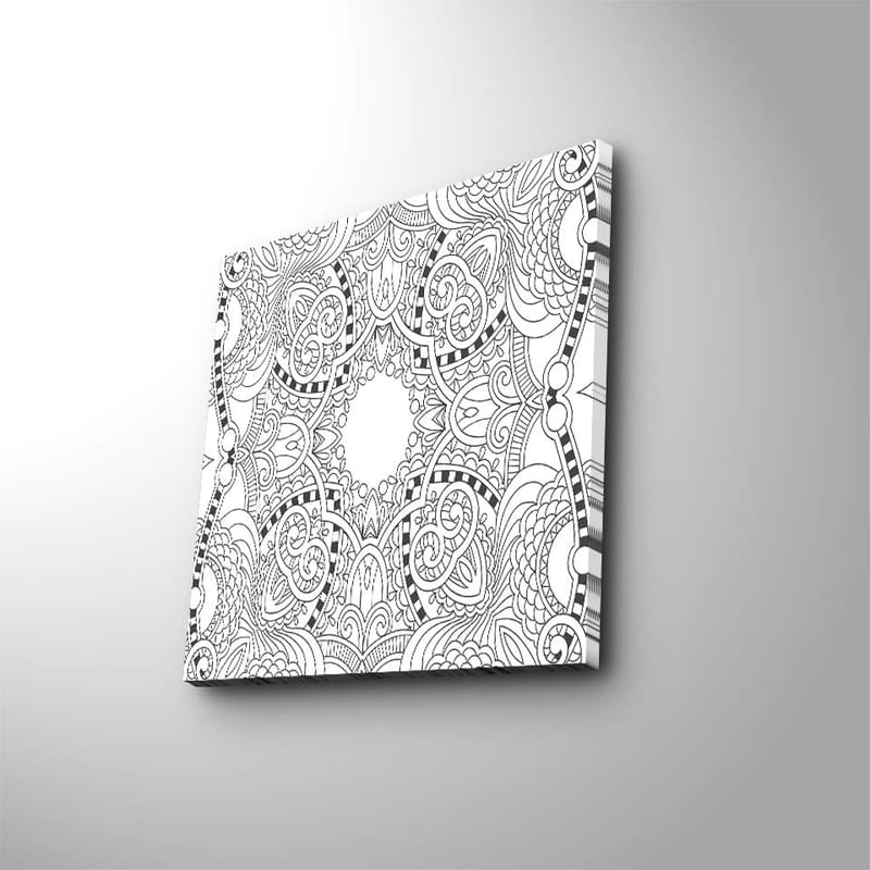 Lerretsbilde 45x45 cm - Intrikat mandala med detaljerte mønstre - Svart / Hvit - Innredning - Bilder & kunst - Lerretsbilder