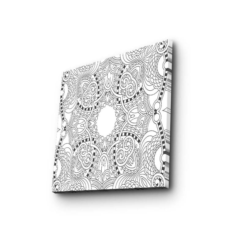 Lerretsbilde 45x45 cm - Intrikat mandala med detaljerte mønstre - Svart / Hvit - Innredning - Bilder & kunst - Lerretsbilder