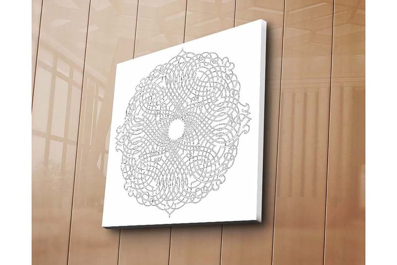 Lerretsbilde 45x45 cm - Intrikat mandala med linjer og mønstre - Svart / Hvit - Innredning - Bilder & kunst - Lerretsbilder