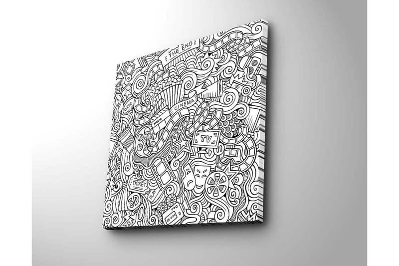 Lerretsbilde 45x45 cm - Kreativ komposisjon med film- og teaterrelaterte symboler - Svart / Hvit - Innredning - Bilder & kunst - Lerretsbilder