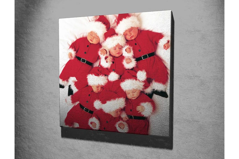 Lerretsbilde 45x45 cm - Leken samling av barn i nissekostymer - Rød / Hvit - Innredning - Bilder & kunst - Lerretsbilder