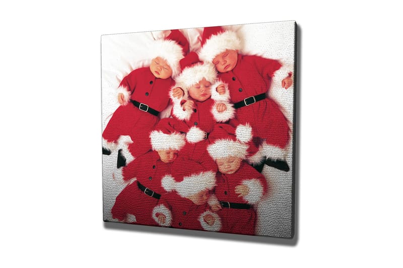 Lerretsbilde 45x45 cm - Leken samling av barn i nissekostymer - Rød / Hvit - Innredning - Bilder & kunst - Lerretsbilder