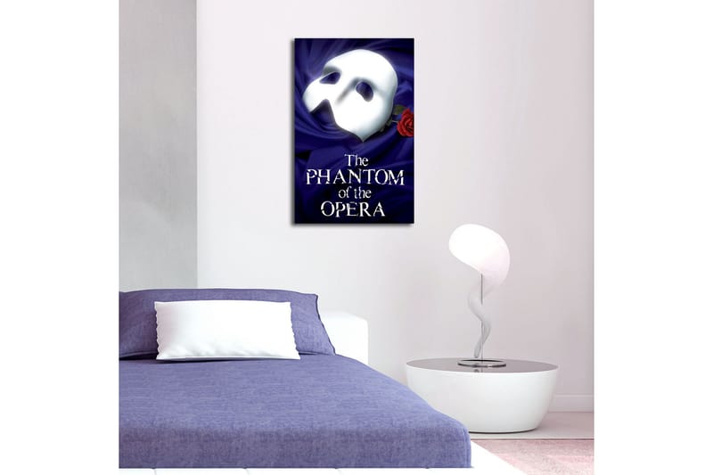 Lerretsbilde 45x45 cm - Maske med rød rose mot en dypblå bakgrunn - Dypblå / Hvit / Rød - Innredning - Bilder & kunst - Lerretsbilder