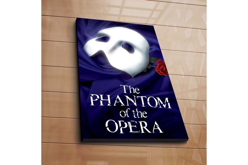 Lerretsbilde 45x45 cm - Maske med rød rose mot en dypblå bakgrunn - Dypblå / Hvit / Rød - Innredning - Bilder & kunst - Lerretsbilder