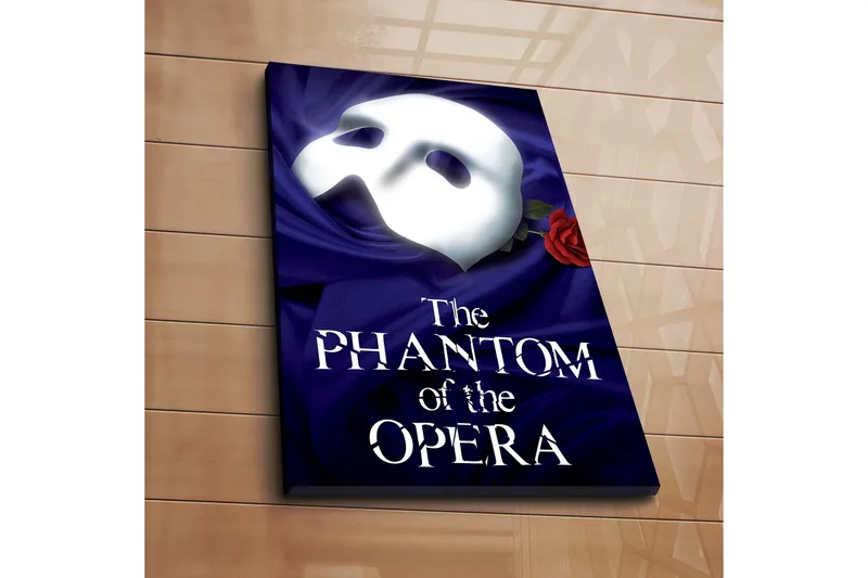 Lerretsbilde 45x45 cm - Maske med rød rose mot en dypblå bakgrunn - Dypblå / Hvit / Rød - Innredning - Bilder & kunst - Lerretsbilder