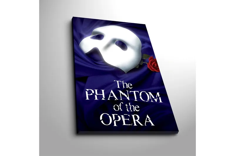 Lerretsbilde 45x45 cm - Maske med rød rose mot en dypblå bakgrunn - Dypblå / Hvit / Rød - Innredning - Bilder & kunst - Lerretsbilder