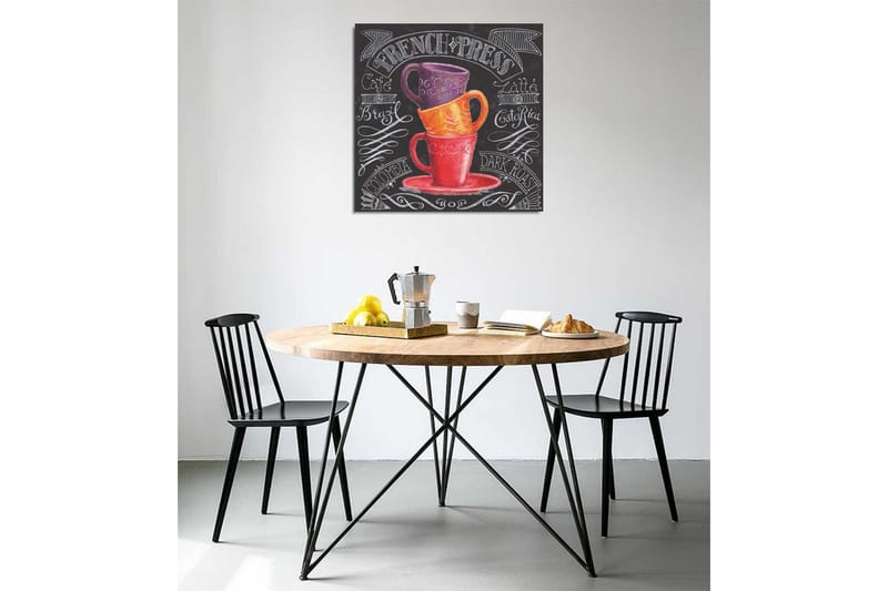 Lerretsbilde 45x45 cm - Stablede kaffekopper i livlige farger - Lilla / Oransje / Rød - Innredning - Bilder & kunst - Lerretsbilder