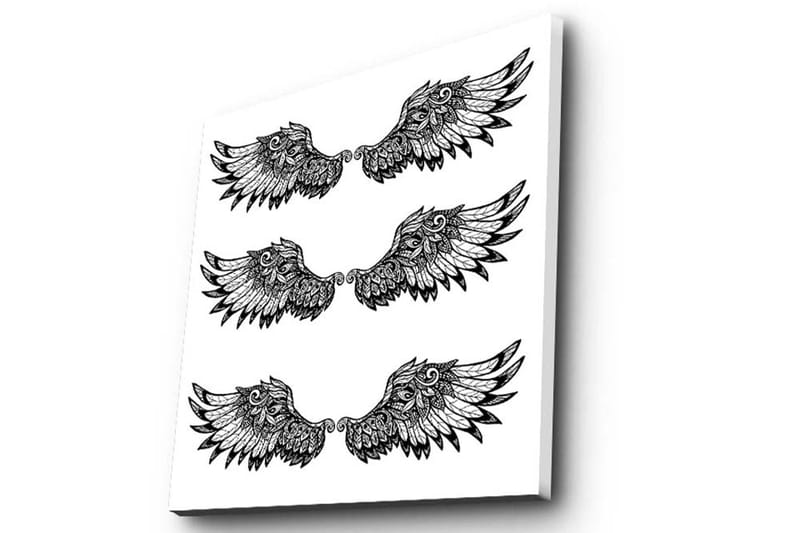 Lerretsbilde 45x45 cm - Stiliserte fuglevinger i symmetrisk arrangement - Svart / Hvit - Innredning - Bilder & kunst - Lerretsbilder