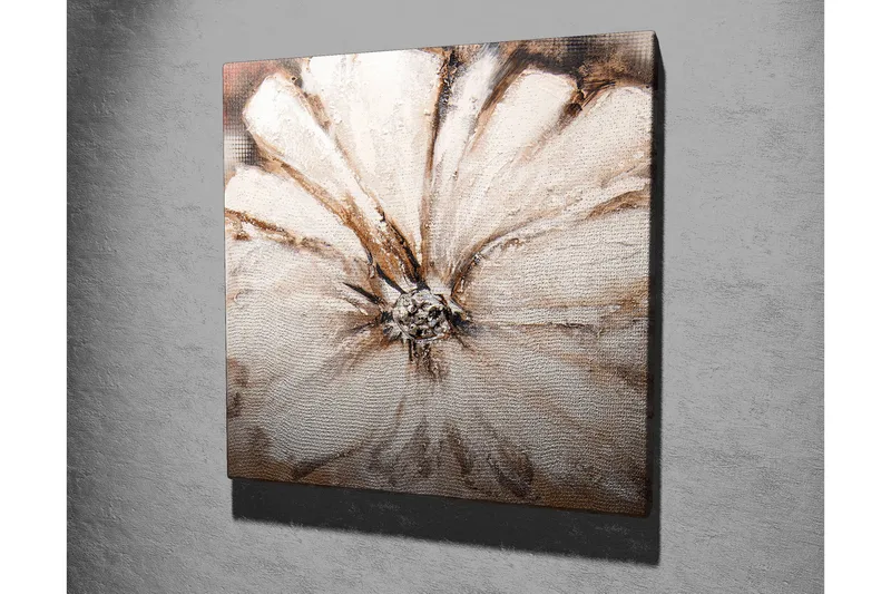 Lerretsbilde 45x45 cm - Storslått blomst i myke, nøytrale toner - Hvit / Beige / Brun - Innredning - Bilder & kunst - Lerretsbilder